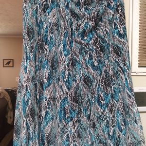 JM collection woman stretch blue patterned long skirt